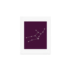 Virgo Zodiac Star Constellation Line Art Plum Purple Art Print Gallery Image 1