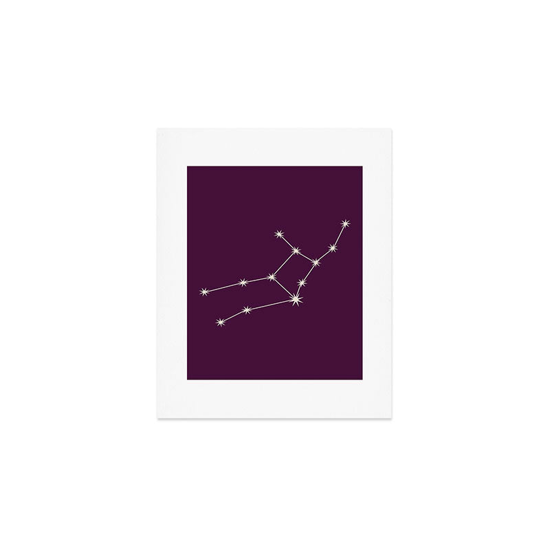 Virgo Zodiac Star Constellation Line Art Plum Purple Art Print Gallery Image 1