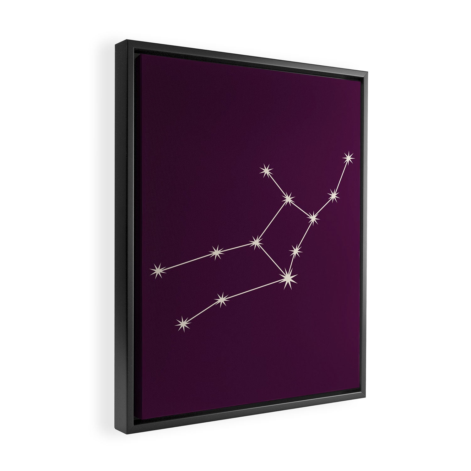 Virgo Zodiac Star Constellation Line Art Plum Purple Framed Canvas Print Gallery Image 2