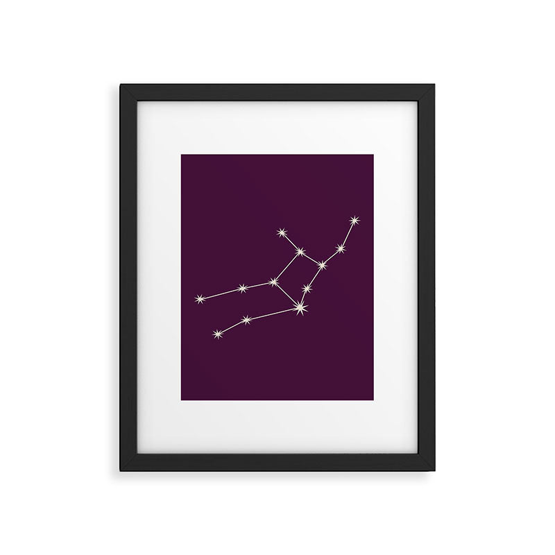 Virgo Zodiac Star Constellation Line Art Plum Purple Framed Art Print Gallery Image 6