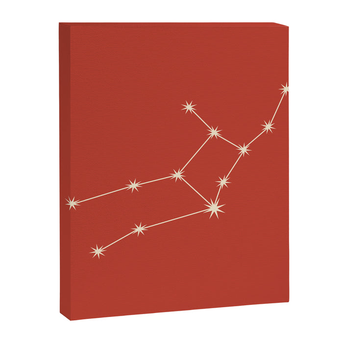 Virgo Zodiac Star Constellation Line Art Red Canvas Print Gallery Image 1