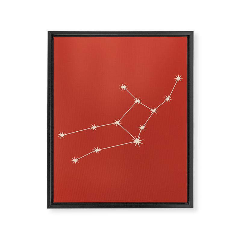 Virgo Zodiac Star Constellation Line Art Red Framed Canvas Print Gallery Image 8