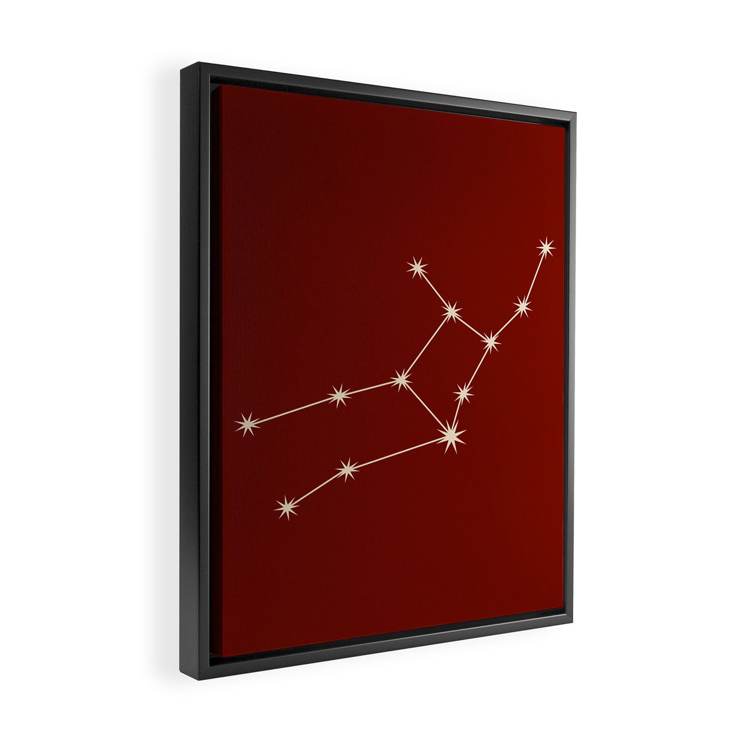 Virgo Zodiac Star Constellation Line Art Ruby Red Framed Canvas Print Gallery Image 2