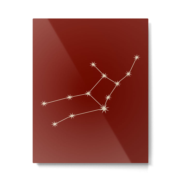 Virgo Zodiac Star Constellation Line Art Ruby Red Metal Print Gallery Image 1
