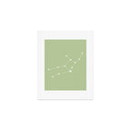 Virgo Zodiac Star Constellation Line Art Soft Green Art Print Gallery Image 1