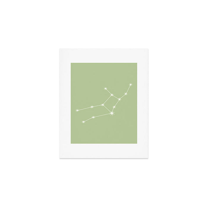 Virgo Zodiac Star Constellation Line Art Soft Green Art Print Gallery Image 1