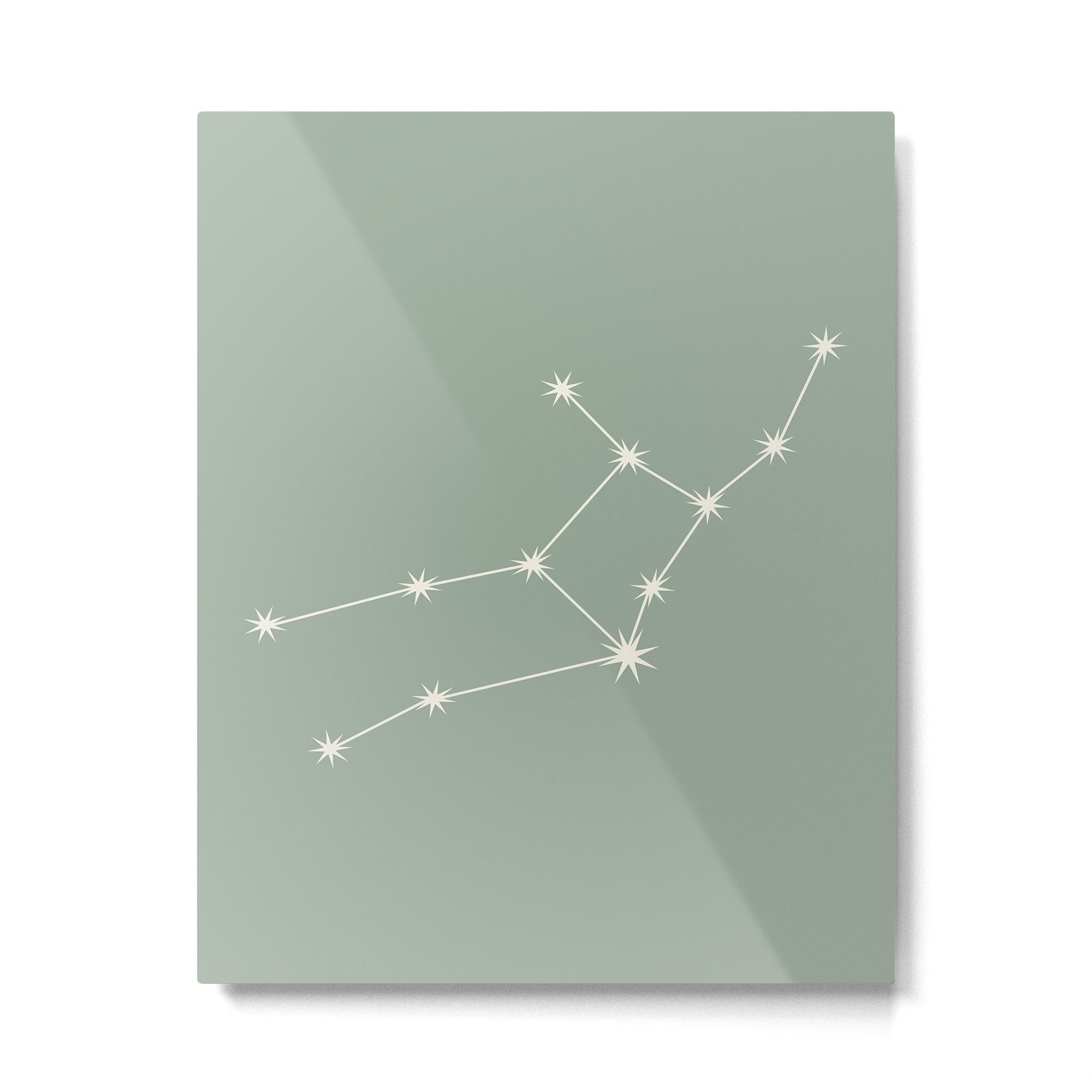 Virgo Zodiac Star Constellation Line Art Soft Sage Metal Print Gallery Image 6