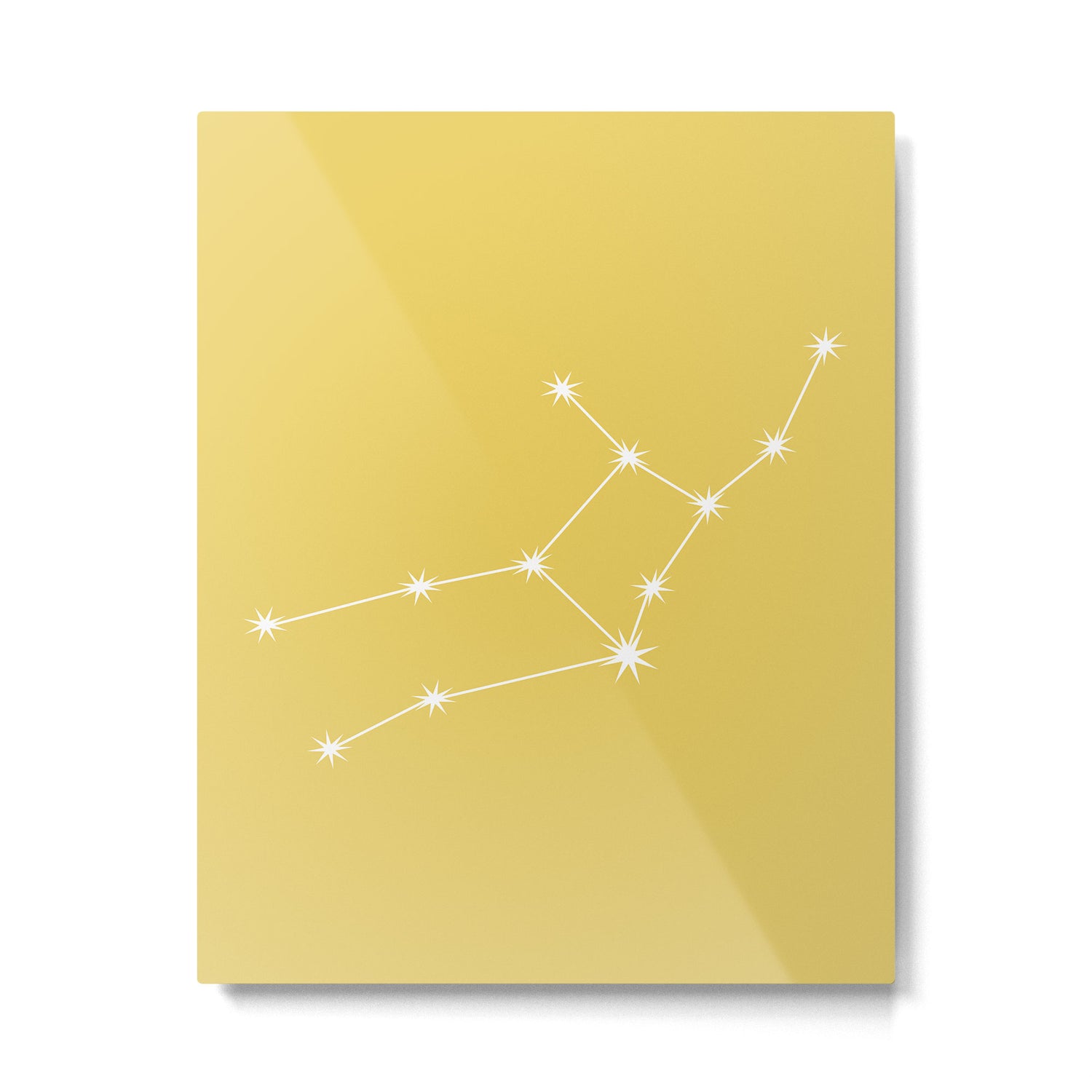Virgo Zodiac Star Constellation Line Art Soft Yellow Metal Print Gallery Image 6