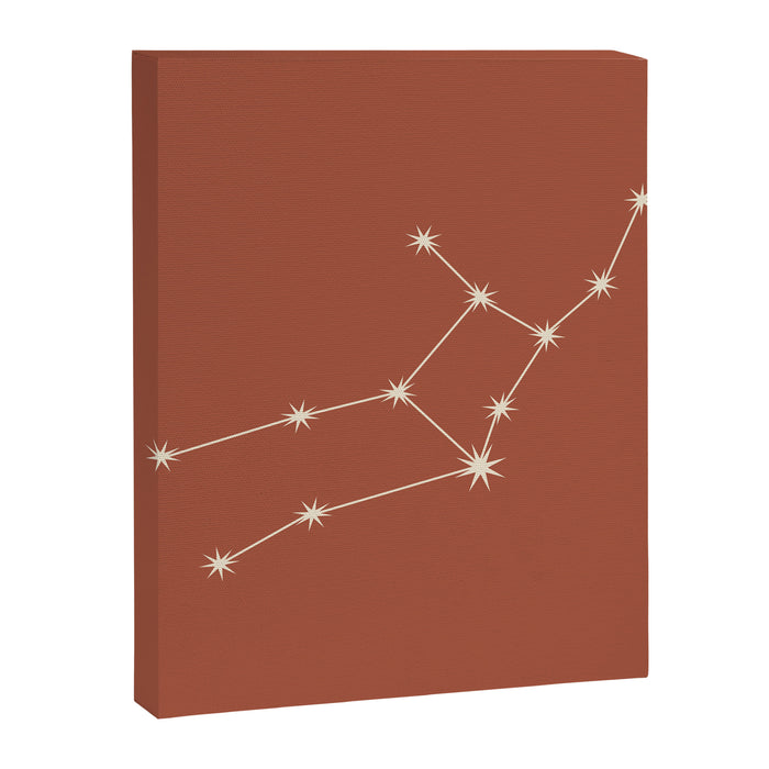 Virgo Zodiac Star Constellation Line Art Terracotta Red Canvas Print Gallery Image 1