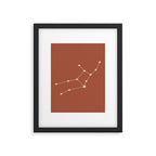 Virgo Zodiac Star Constellation Line Art Terracotta Red Framed Art Print Gallery Image 6