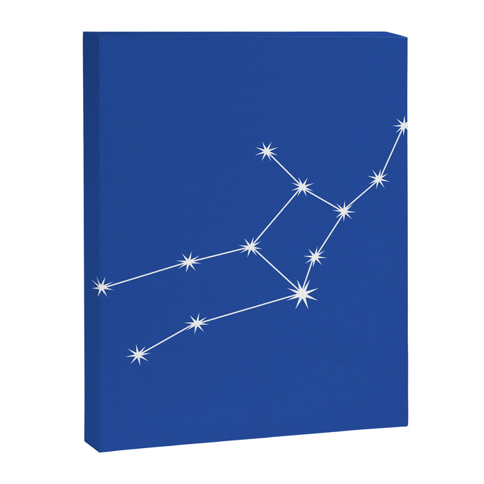 Virgo Zodiac Star Constellation Line Art Vibrant Blue Canvas Print Gallery Image 1