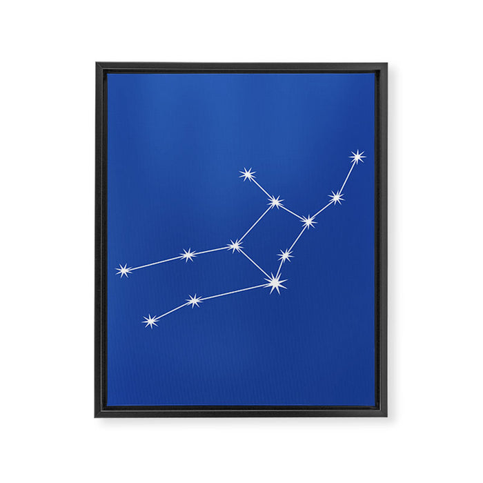Virgo Zodiac Star Constellation Line Art Vibrant Blue Framed Canvas Print Gallery Image 1