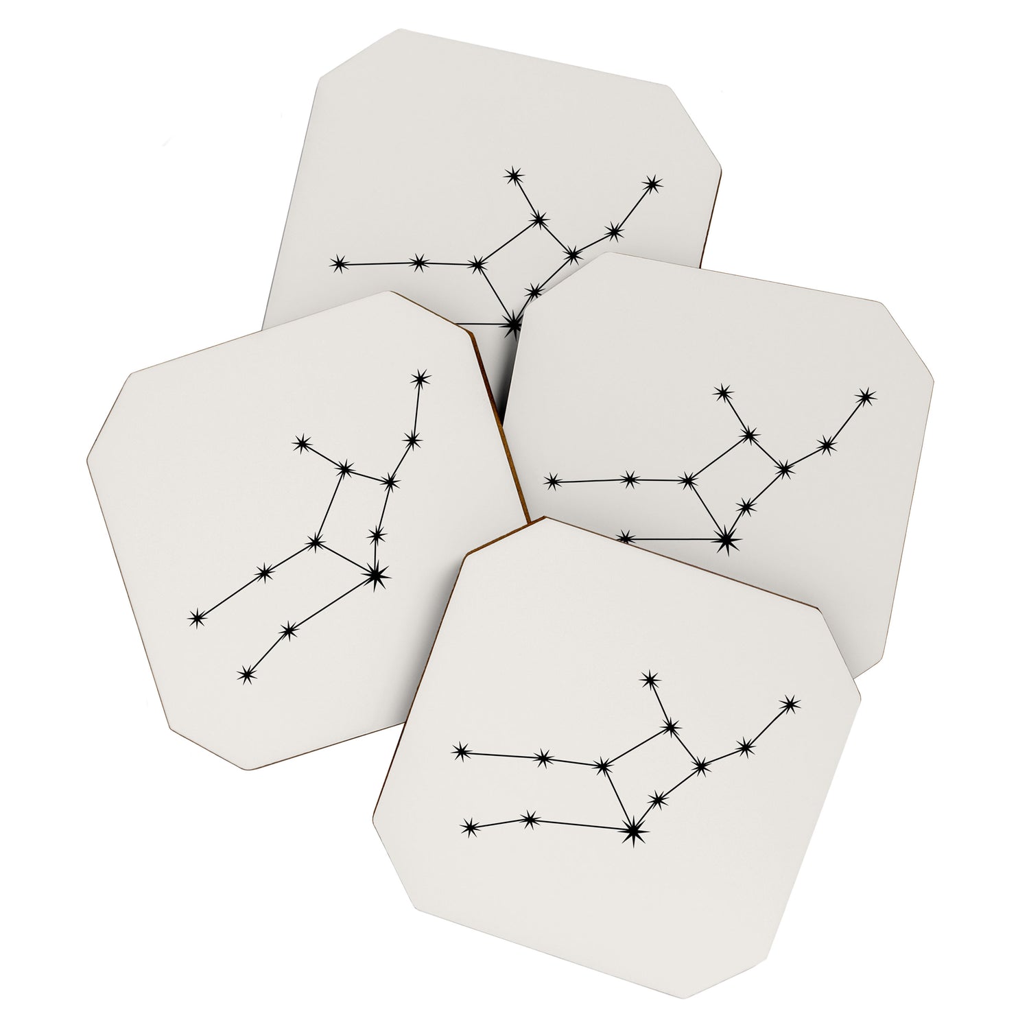 Virgo Zodiac Star Constellation Line Art White Coaster Gallery Image 1