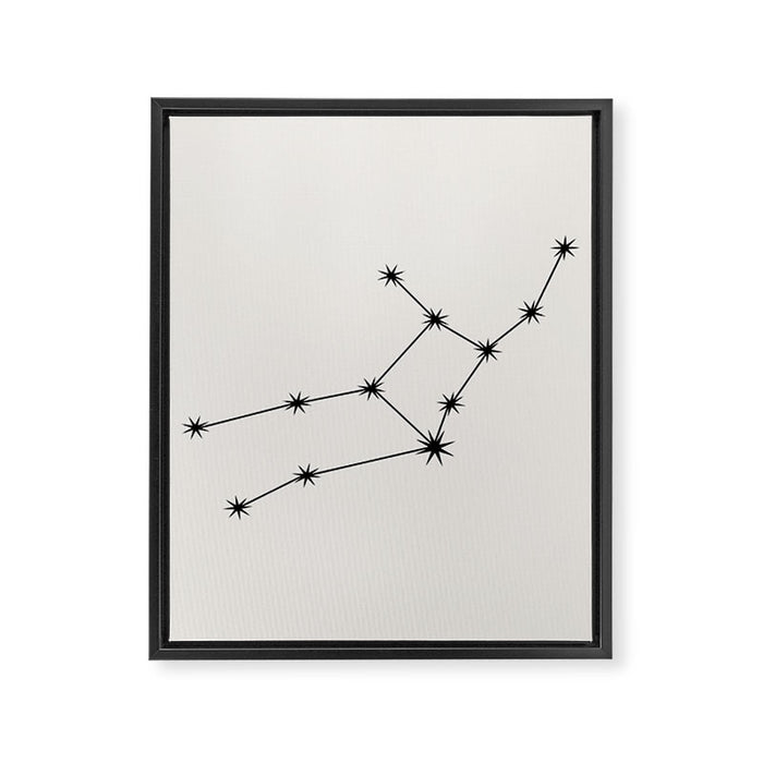 Virgo Zodiac Star Constellation Line Art White Framed Canvas Print Gallery Image 1