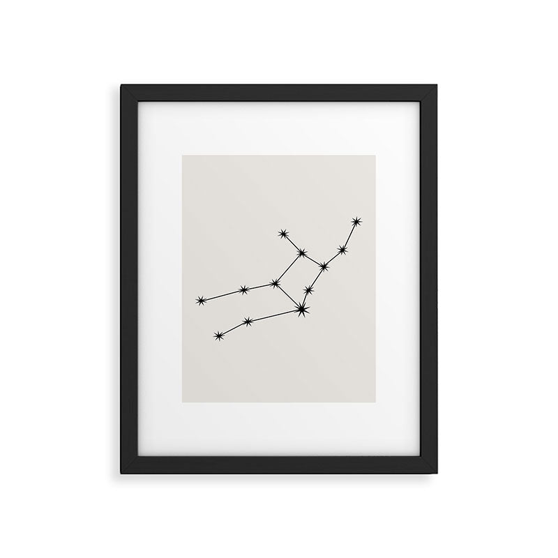 Virgo Zodiac Star Constellation Line Art White Framed Art Print Gallery Image 6