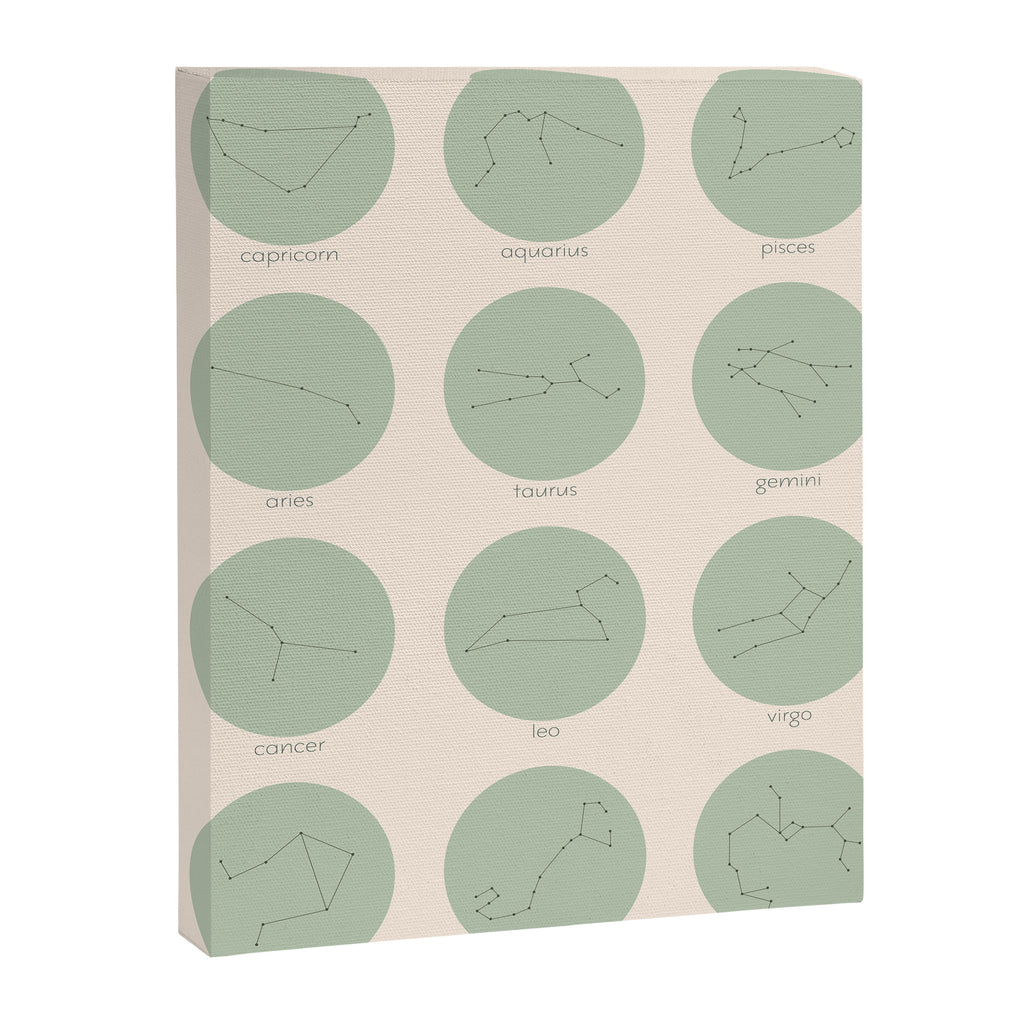 Zodiac Constellations - Sage Green Canvas Print Gallery Image 6