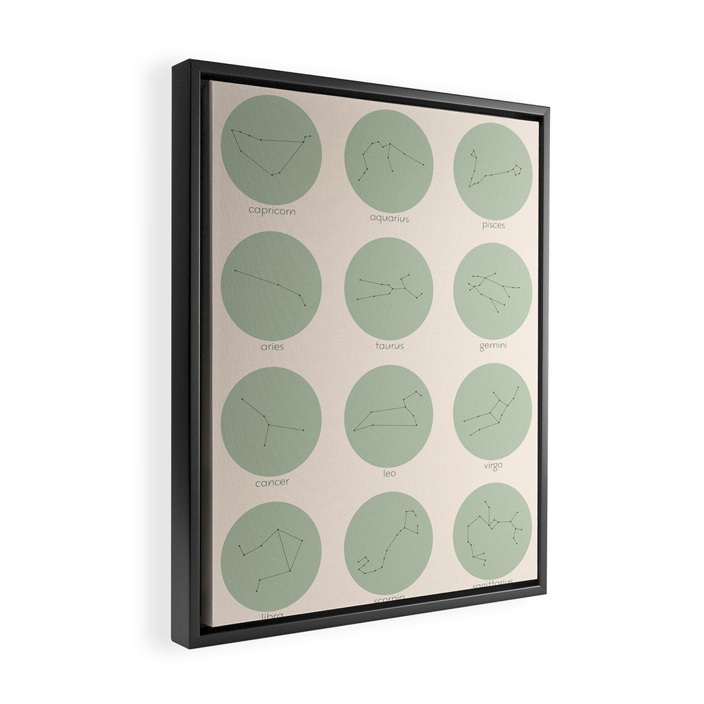 Zodiac Constellations - Sage Green Framed Canvas Print Gallery Image 2
