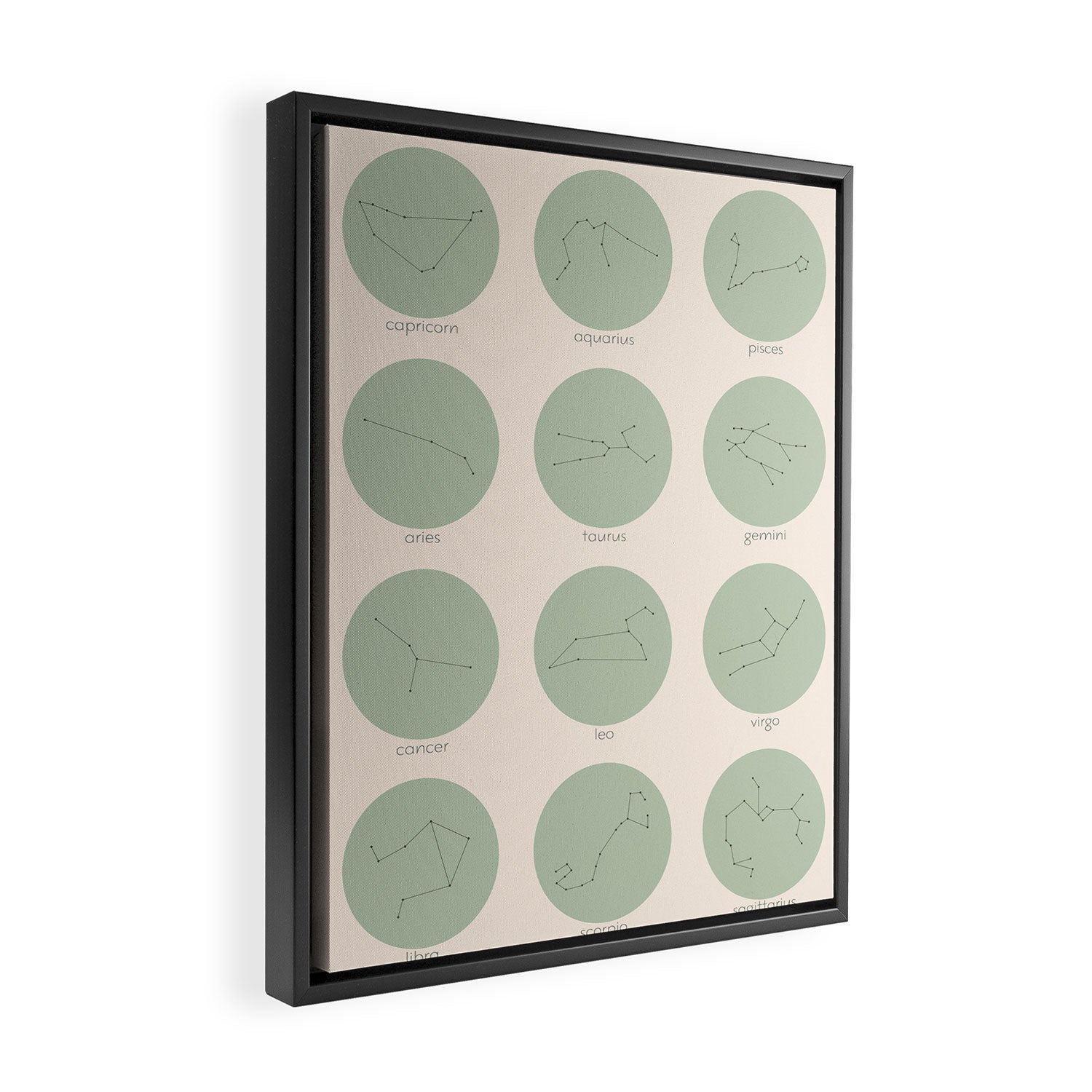 Zodiac Constellations - Sage Green Framed Canvas Print Gallery Image 2