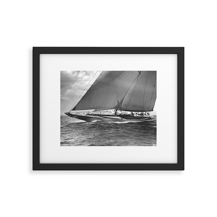 12-meter Sailing Yacht America's Cup Races nautical black and white photograph Framed Art Print Gallery Image 1