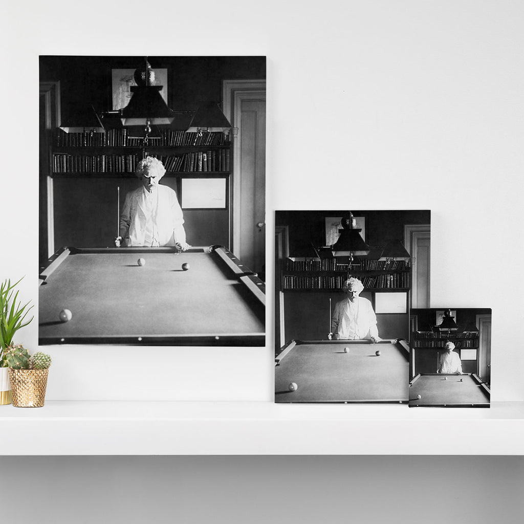 1891 Mark Twain playing billiards, pool black and white vintage photograph / photography Canvas Print Gallery Image 3