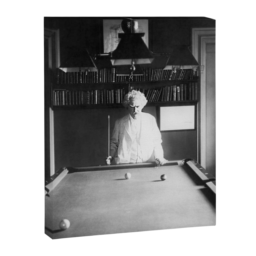 1891 Mark Twain playing billiards, pool black and white vintage photograph / photography Canvas Print Gallery Image 8