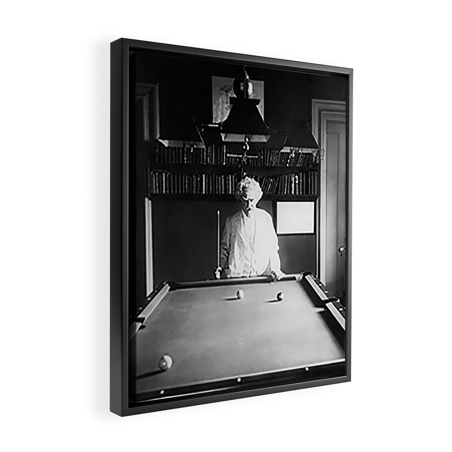 1891 Mark Twain playing billiards, pool black and white vintage photograph / photography Framed Canvas Print Gallery Image 2