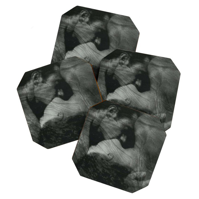 1912, The Kiss, Lovers black and white photography by Anne Brigmann Coaster Gallery Image 1
