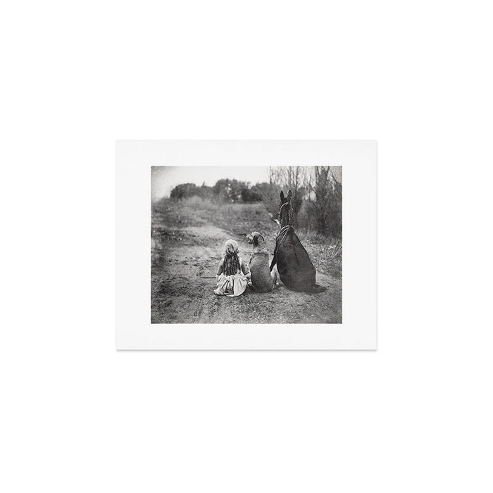 A Girl, Her Dog, and Her Horse wonderful black and white photograph - photography Art Print Gallery Image 1