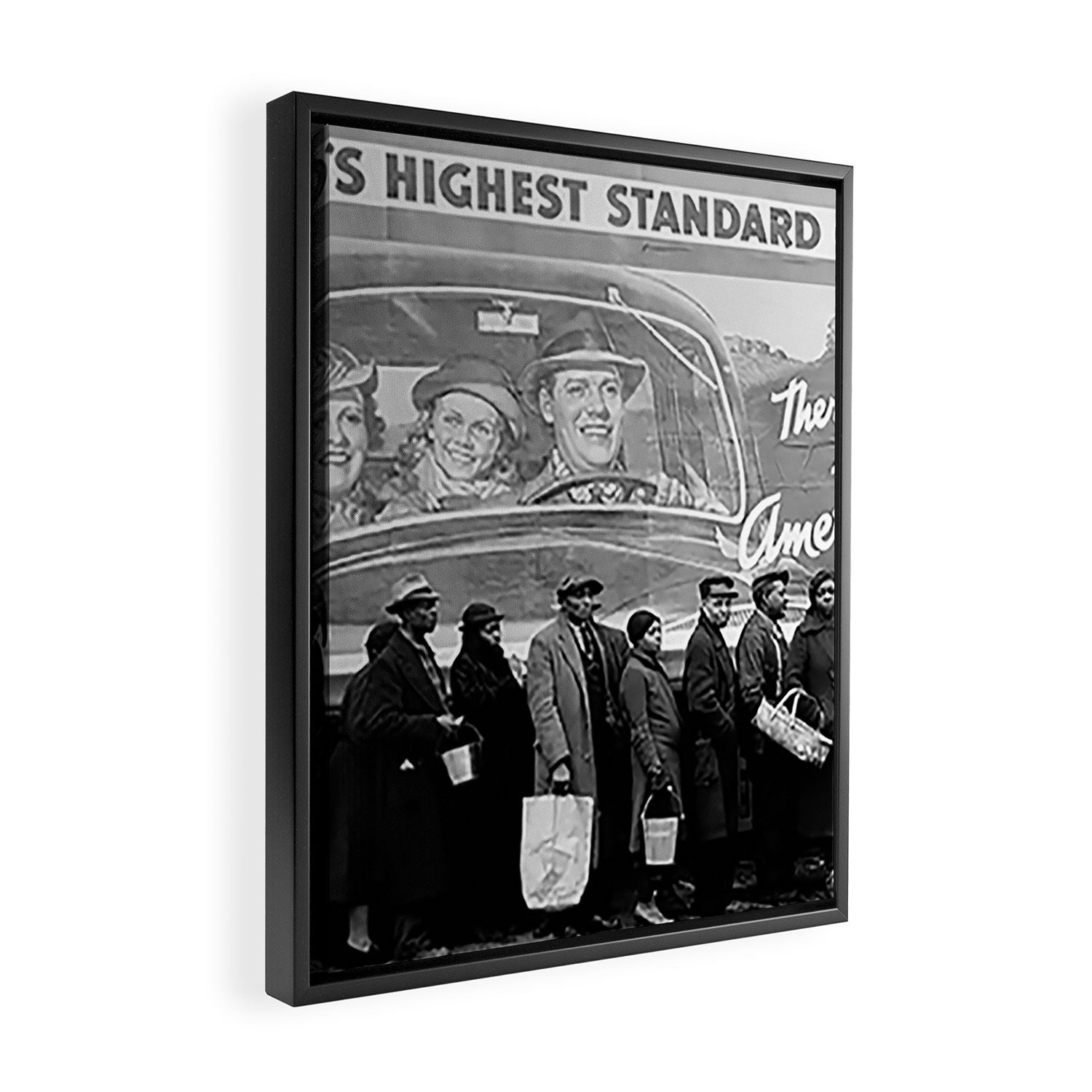 African American Flood Victims American Way Highest Standard of living black and white photograph Framed Canvas Print Gallery Image 2
