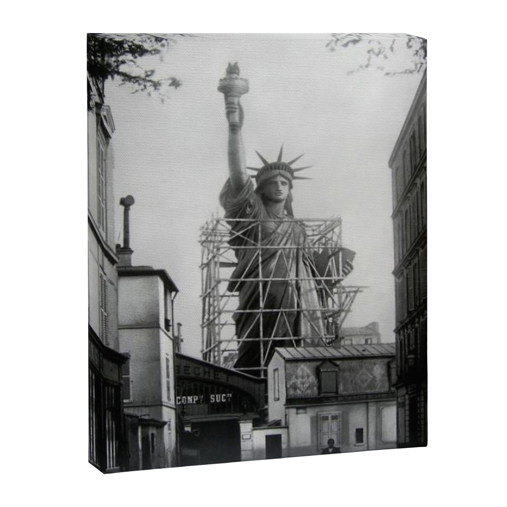 Piecing Together of the Architecture of the Statue Of Liberty In Paris, 1886 black and white photograph Canvas Print Gallery Image 8