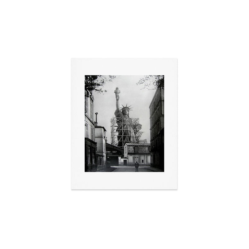 Piecing Together of the Architecture of the Statue Of Liberty In Paris, 1886 black and white photograph Art Print Gallery Image 1