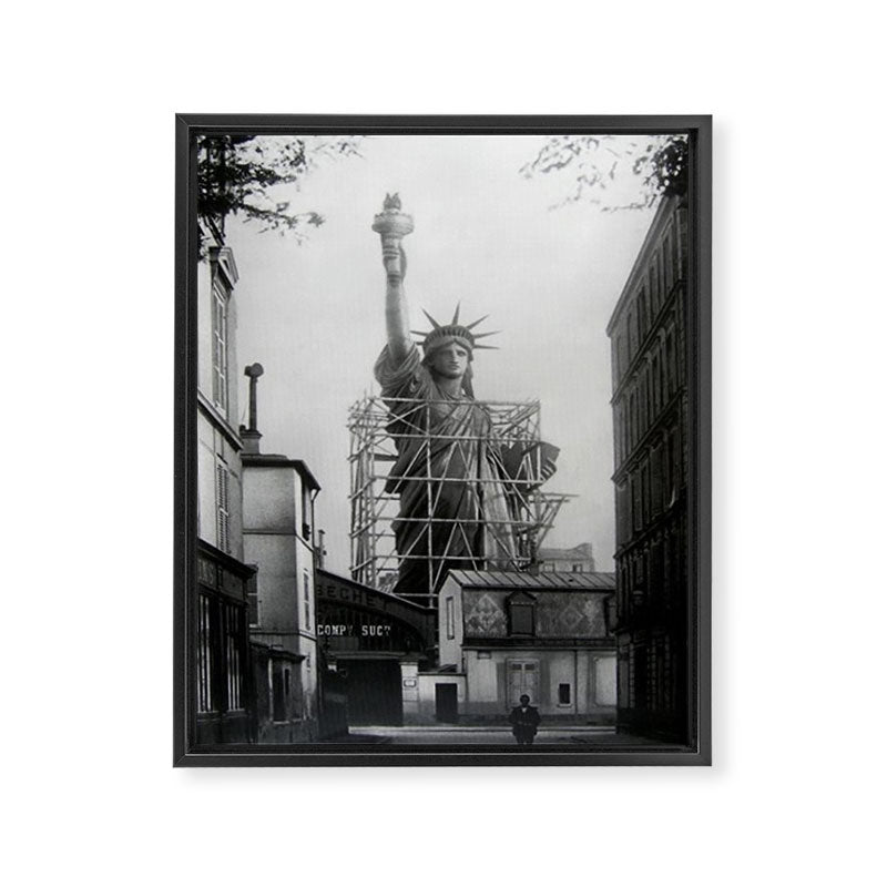 Piecing Together of the Architecture of the Statue Of Liberty In Paris, 1886 black and white photograph Framed Canvas Print Gallery Image 8