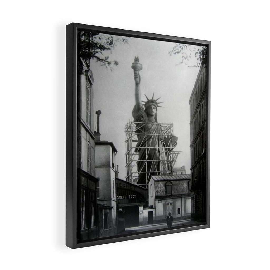 Piecing Together of the Architecture of the Statue Of Liberty In Paris, 1886 black and white photograph Framed Canvas Print Gallery Image 2