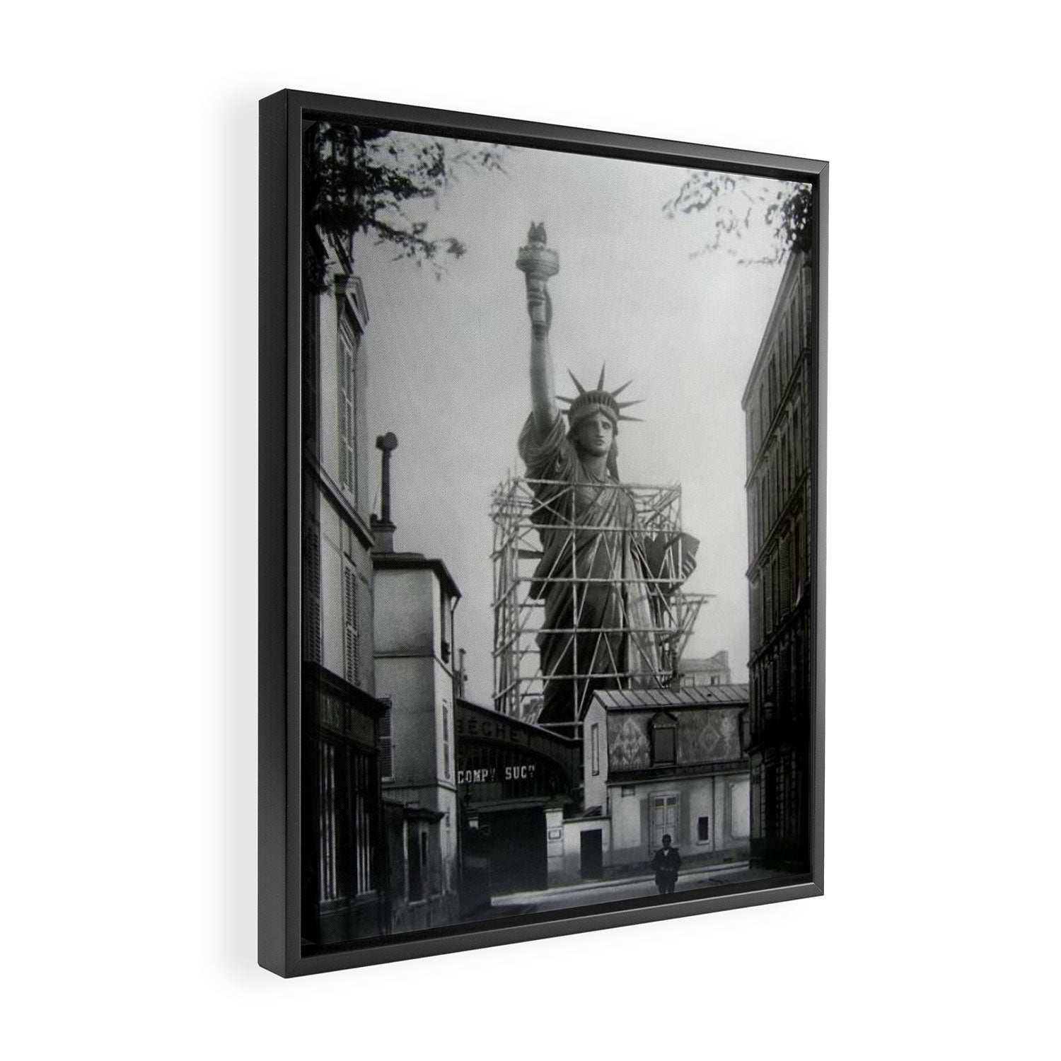 Piecing Together of the Architecture of the Statue Of Liberty In Paris, 1886 black and white photograph Framed Canvas Print Gallery Image 2