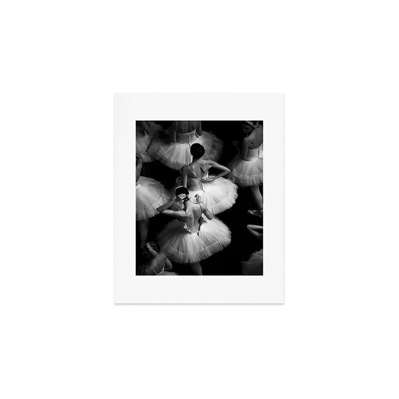 Ballerinas getting ready for the big performance black and white photograph - photographs Art Print Gallery Image 1