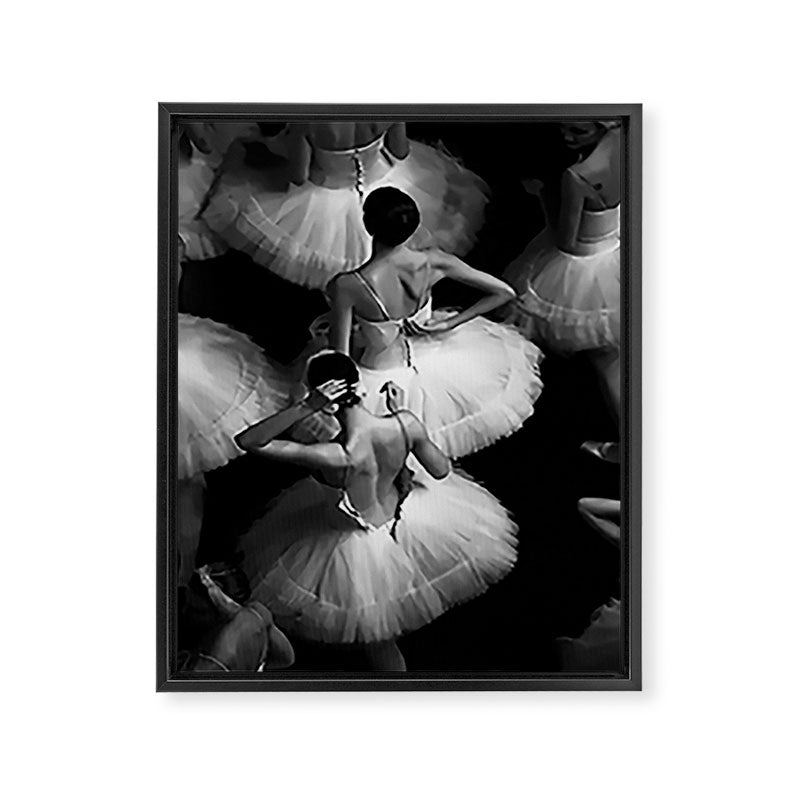 Ballerinas getting ready for the big performance black and white photograph - photographs Framed Canvas Print Gallery Image 6