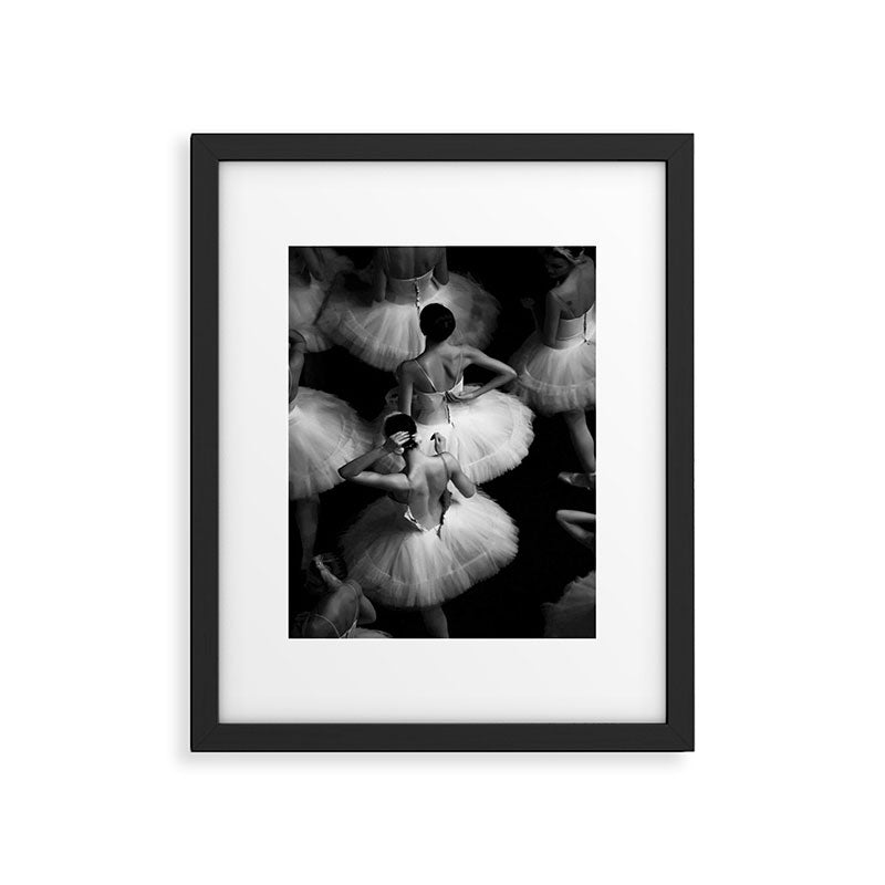 Ballerinas getting ready for the big performance black and white photograph - photographs Framed Art Print Gallery Image 5