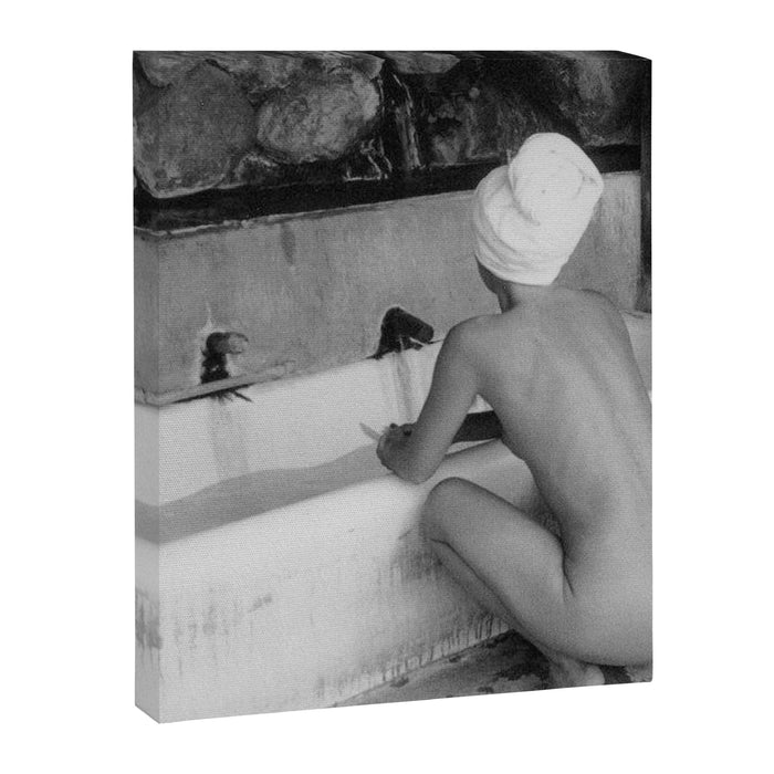 Bath in Paris, Cold Water Flat, Female Nude black and white art photography / photograph Canvas Print Gallery Image 1