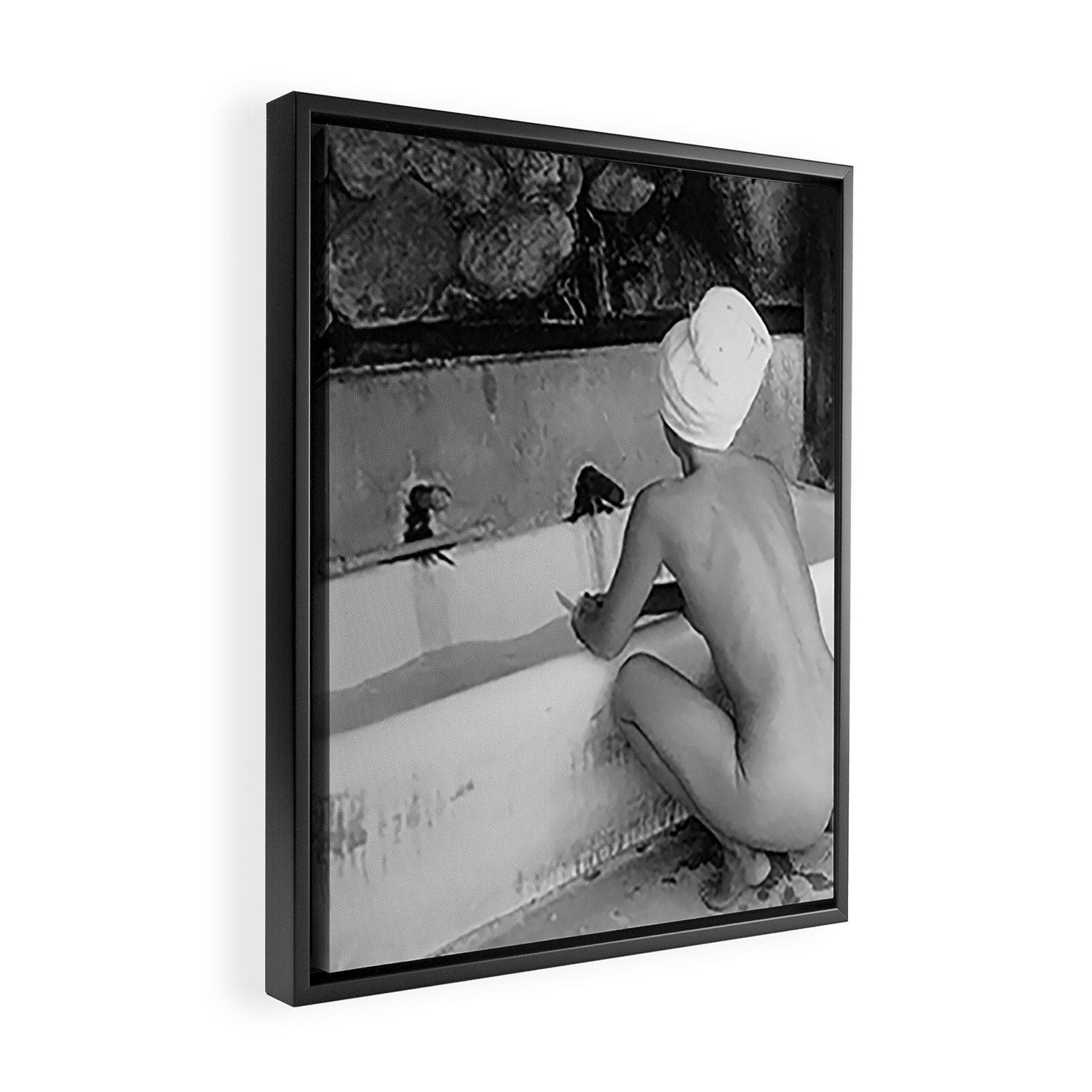 Bath in Paris, Cold Water Flat, Female Nude black and white art photography / photograph Framed Canvas Print Gallery Image 2