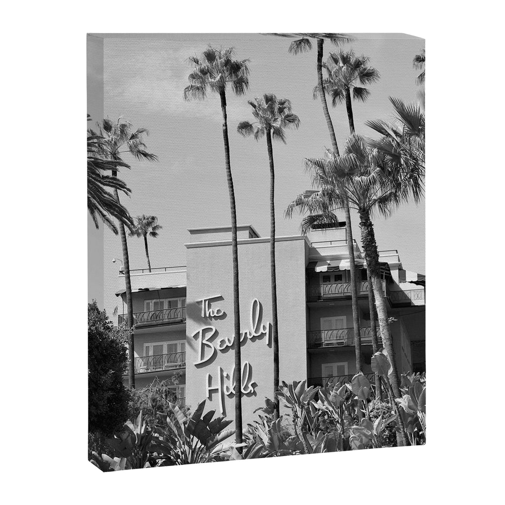 Beverly Hills Hotel, California black and white photograph / black and white photography Canvas Print Gallery Image 8