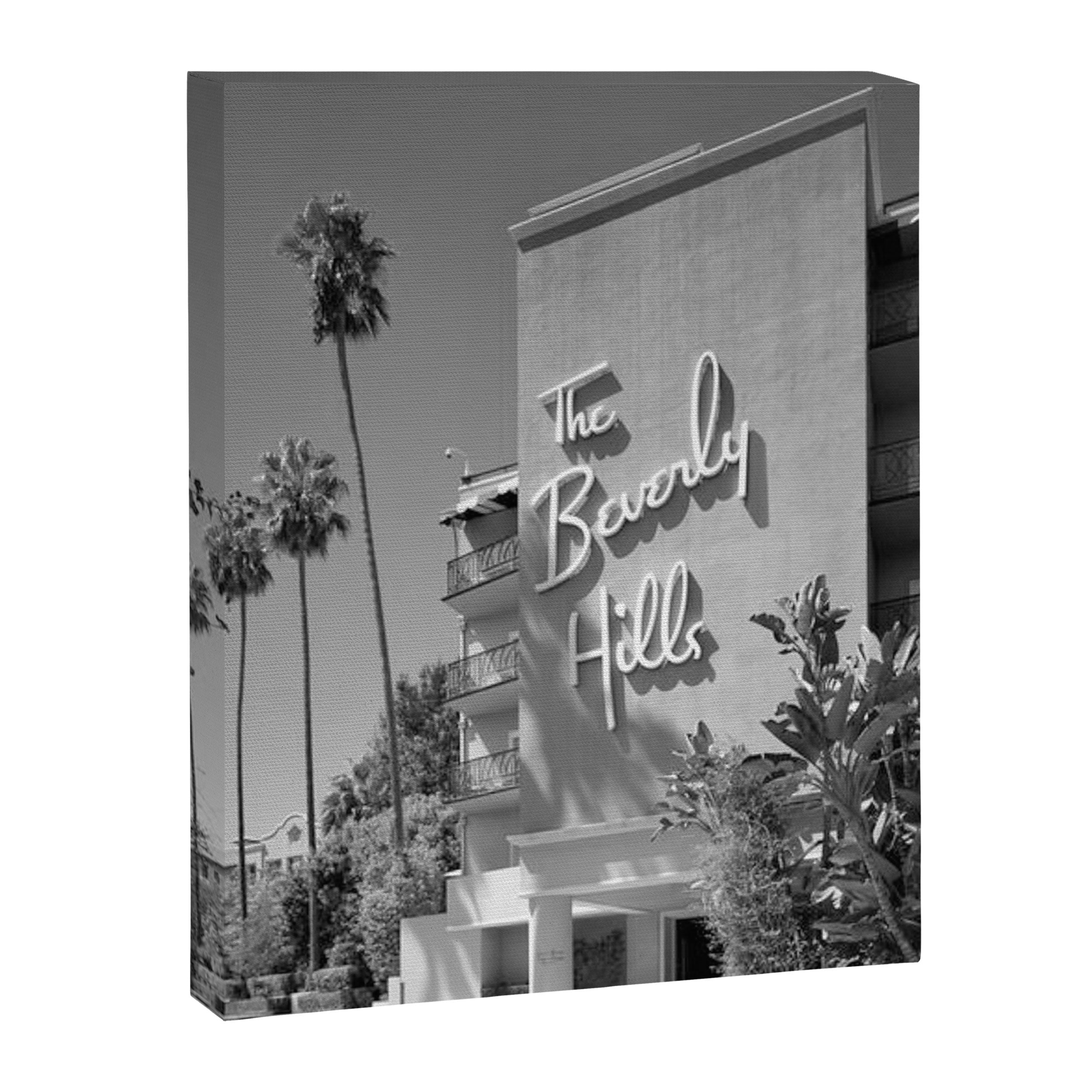 Beverly Hills Hotel, California black and white photograph / black and white photography Canvas Print Gallery Image 8