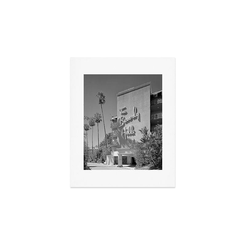 Beverly Hills Hotel, California black and white photograph / black and white photography Art Print Gallery Image 1