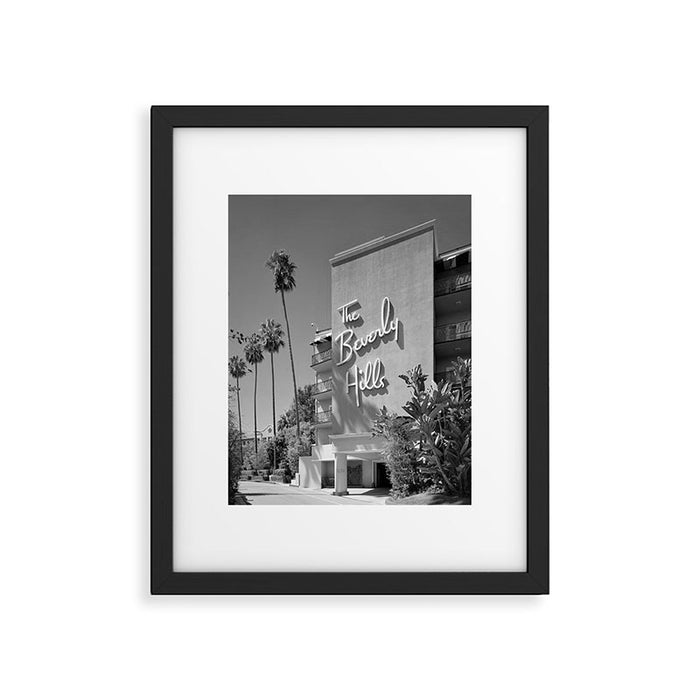 Beverly Hills Hotel, California black and white photograph / black and white photography Framed Art Print Gallery Image 1