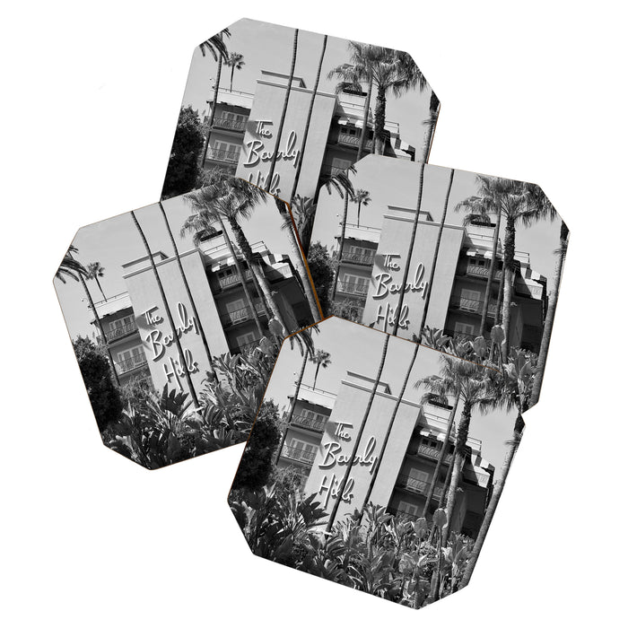 Beverly Hills Hotel, California black and white photograph / black and white photography Coaster Gallery Image 1
