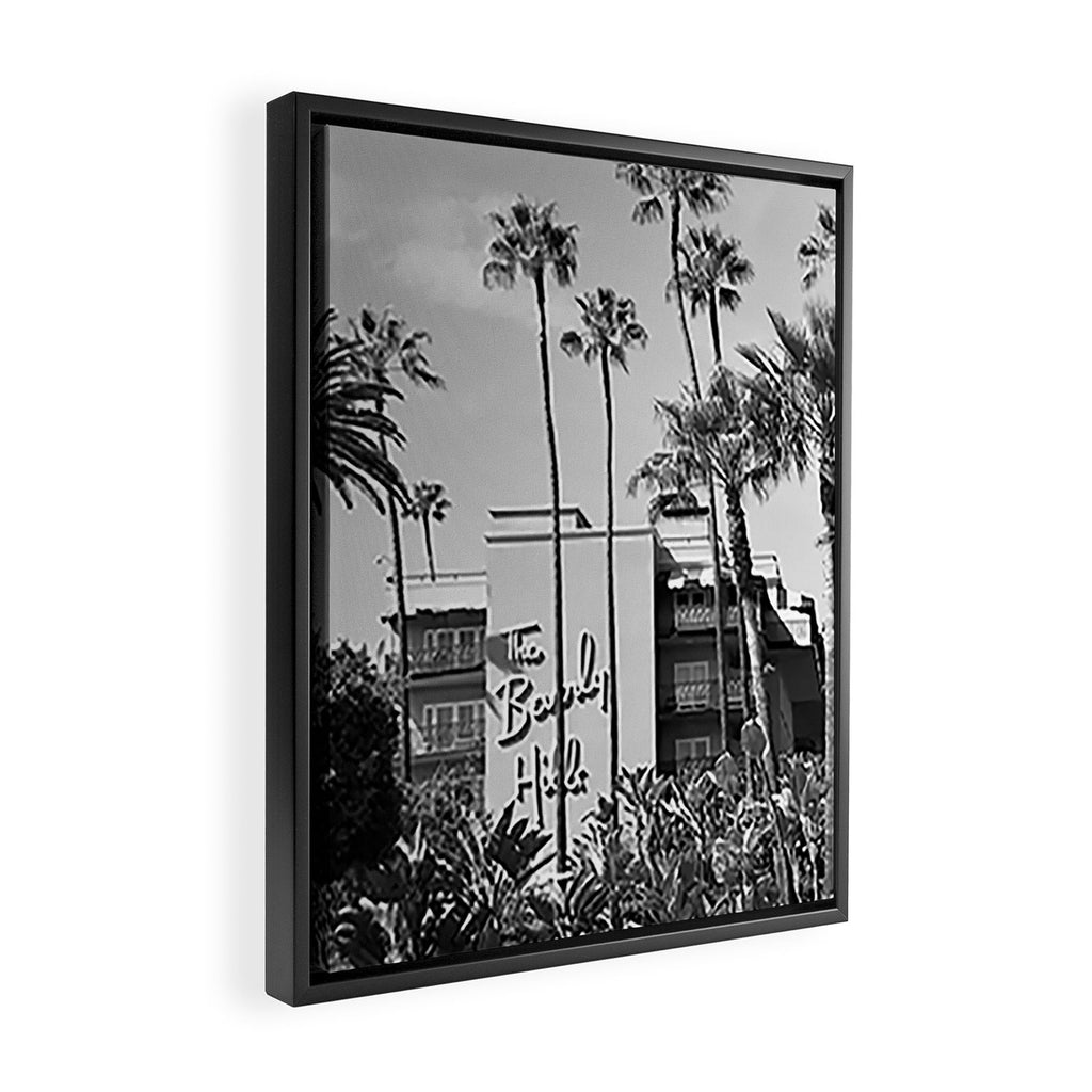 Beverly Hills Hotel, California black and white photograph / black and white photography Framed Canvas Print Gallery Image 2