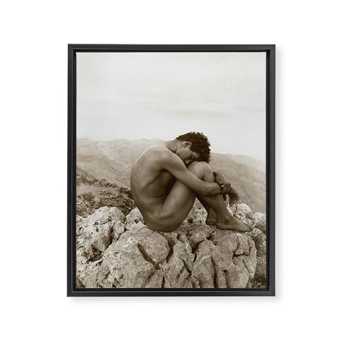 'Caino' Male Nude black and white photograph / black and white photography by Wilhem von Gloeden Framed Canvas Print Gallery Image 1