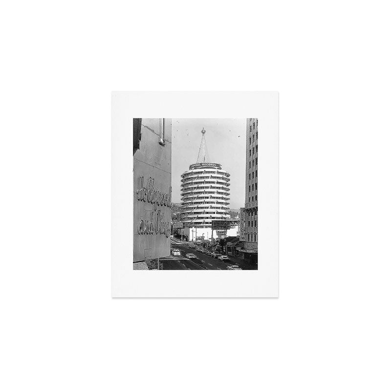 Capital Records Building, Los Angeles, California black and white photograph / black and white photography Art Print Gallery Image 1