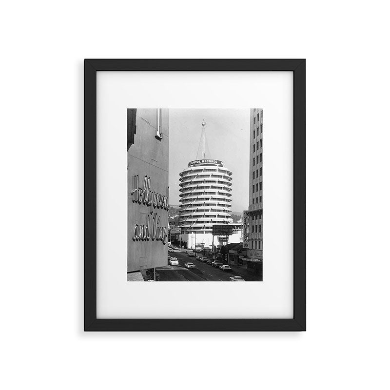 Capital Records Building, Los Angeles, California black and white photograph / black and white photography Framed Art Print Gallery Image 6