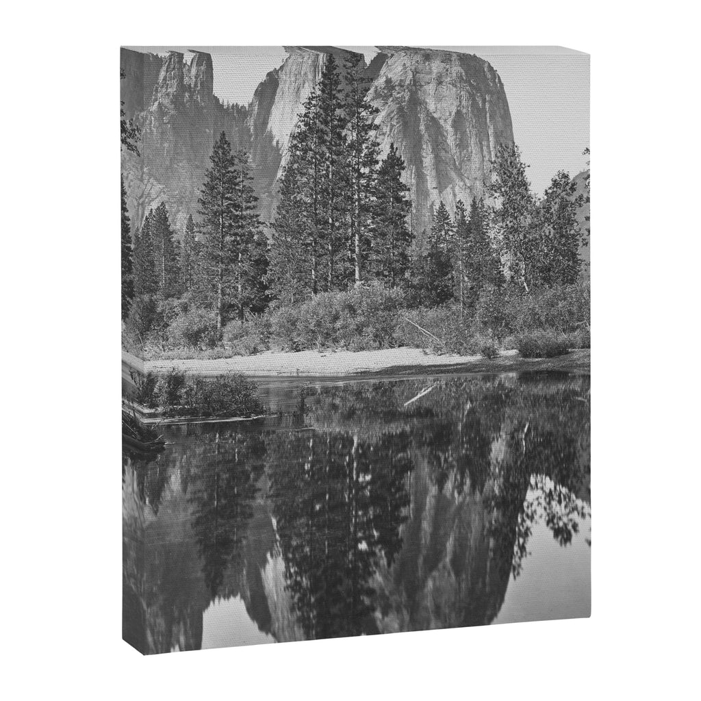 Cathedral Rocks and Reflections, Yosemite black and white photograph by Charles Leander Weed Canvas Print Gallery Image 8