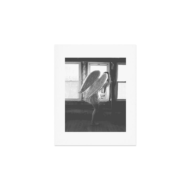 Caught Her Sneaking Out the Bathroom Window female angel black and white photograph - photography - photographs wall decor Art Print Gallery Image 1